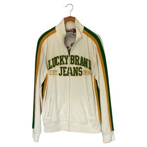 Lucky Brand Athletic Warm Up Track Zip Front Jacket Arm Stripe Size Large Unique